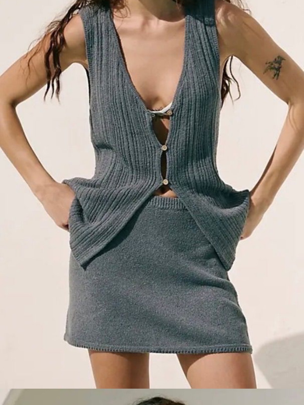 NWOT: Free people Rhea Sweater Set: Size Medium: Color Grey